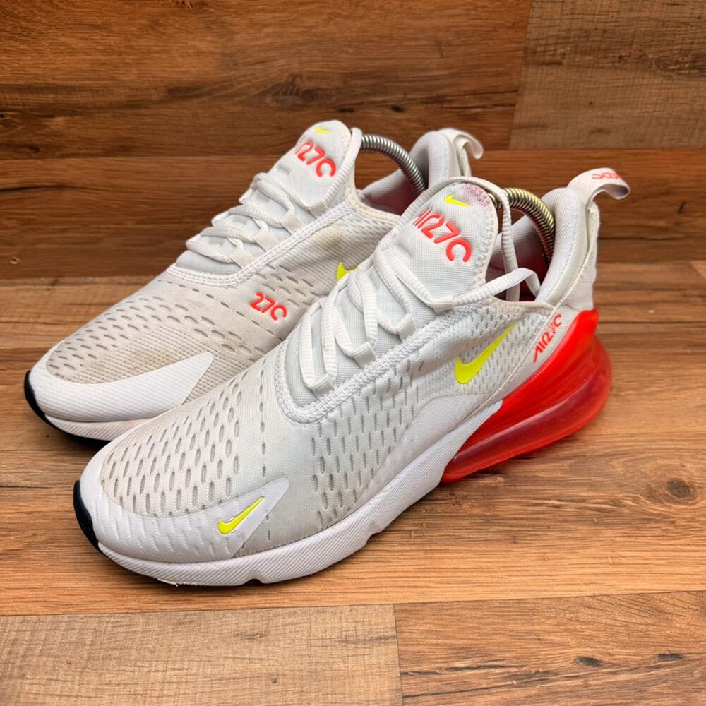 Nike Air Max 270 White Crimson Volt Running Women 10 Shoes Sneakers